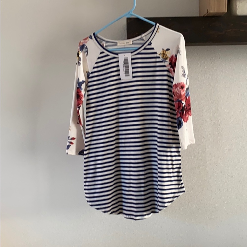 NWT. Floral and striped top